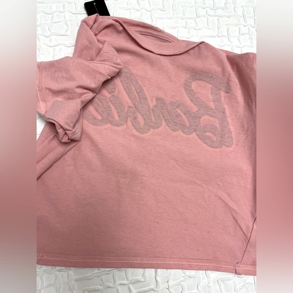 NWT 💖🌸 BARBIE rhinestones pink cropped top shirt - Picture 12 of 14